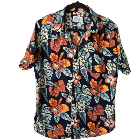 Hurley Mens Shirt Size Large Hawaiian Short Sleeve Floral Button Up - Picture 1 of 4